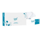 Livi facial tissue box with packaging design on a white background